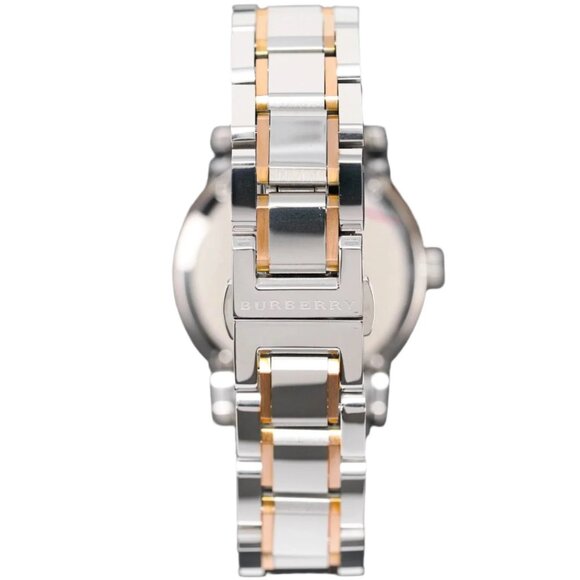 Burberry Ladies Swiss Made Stainless Steel Two-Tone Silver Dial Watch